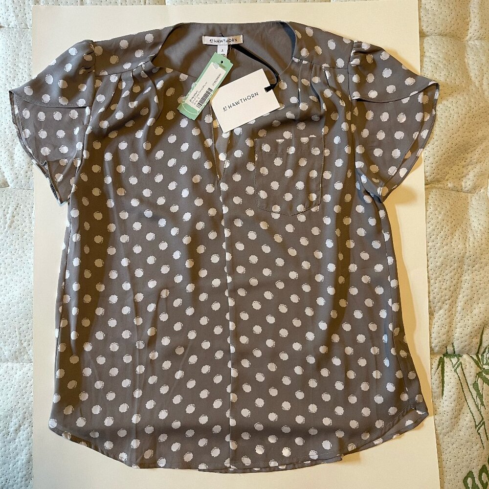 Small - 41 Hawthorn -  Carol Tulip Detail Blouse - NWT - Gray